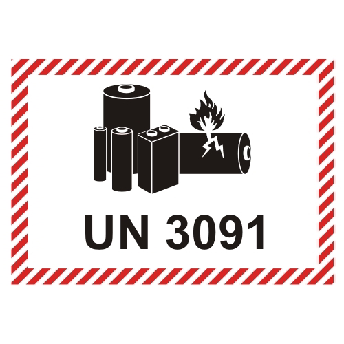 Transportaufkleber UN 3091 Lithium Metall Akkus 